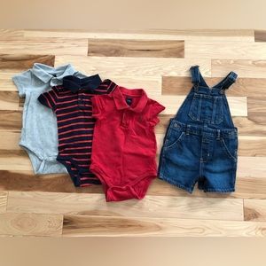 BabyGap 18-24 polo onsies and jean shortalls